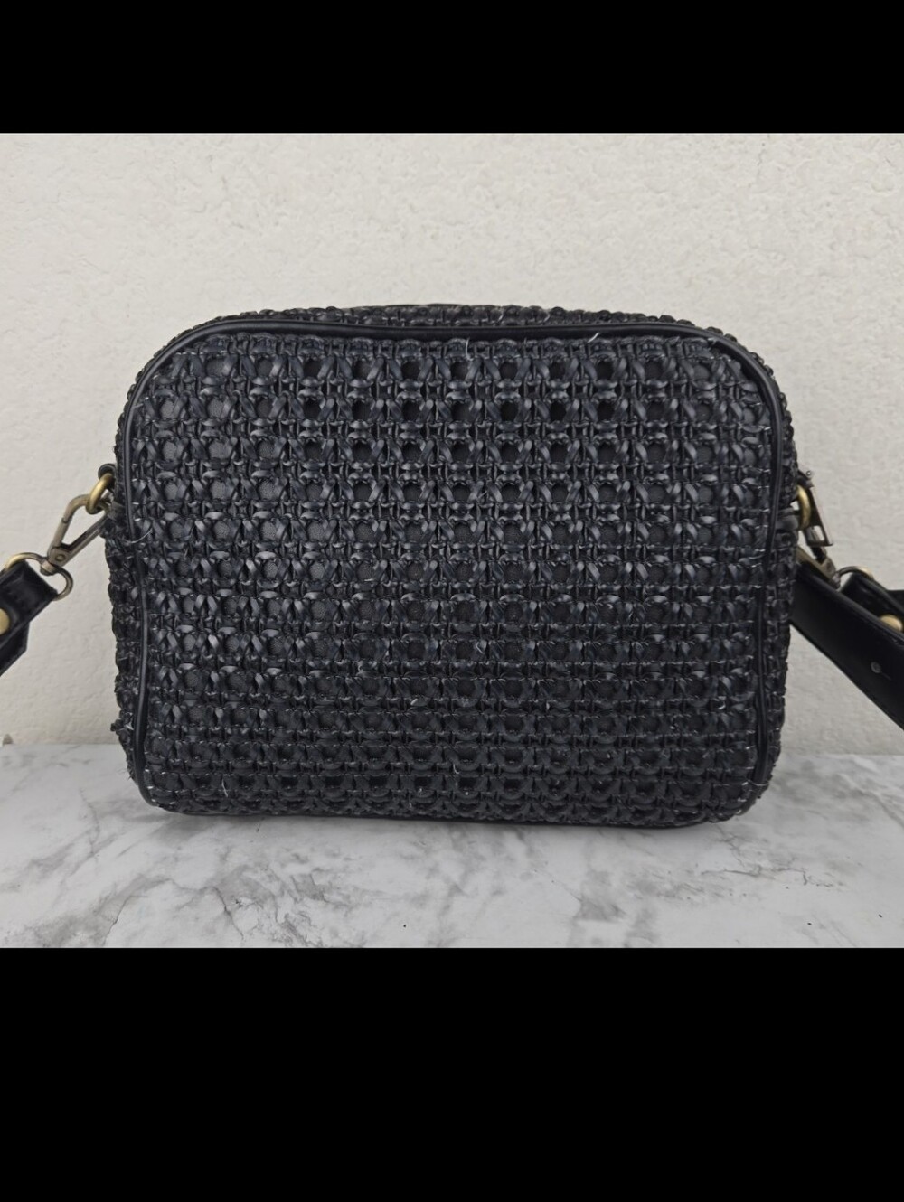 Antik Kraft Black Woven Crossbody Bag